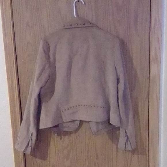 Miss Me Studded Beige Leather Jacket - Picture 3 of 3